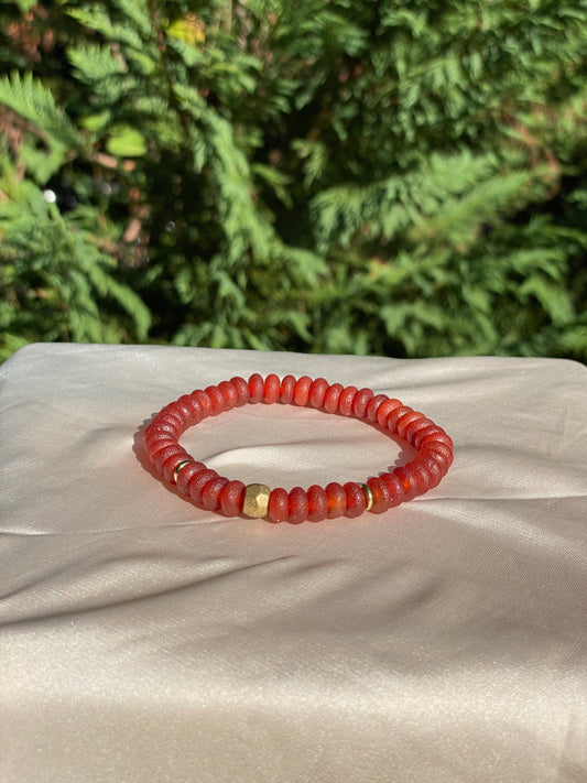 8mm Red Agate Rondelle Bracelet