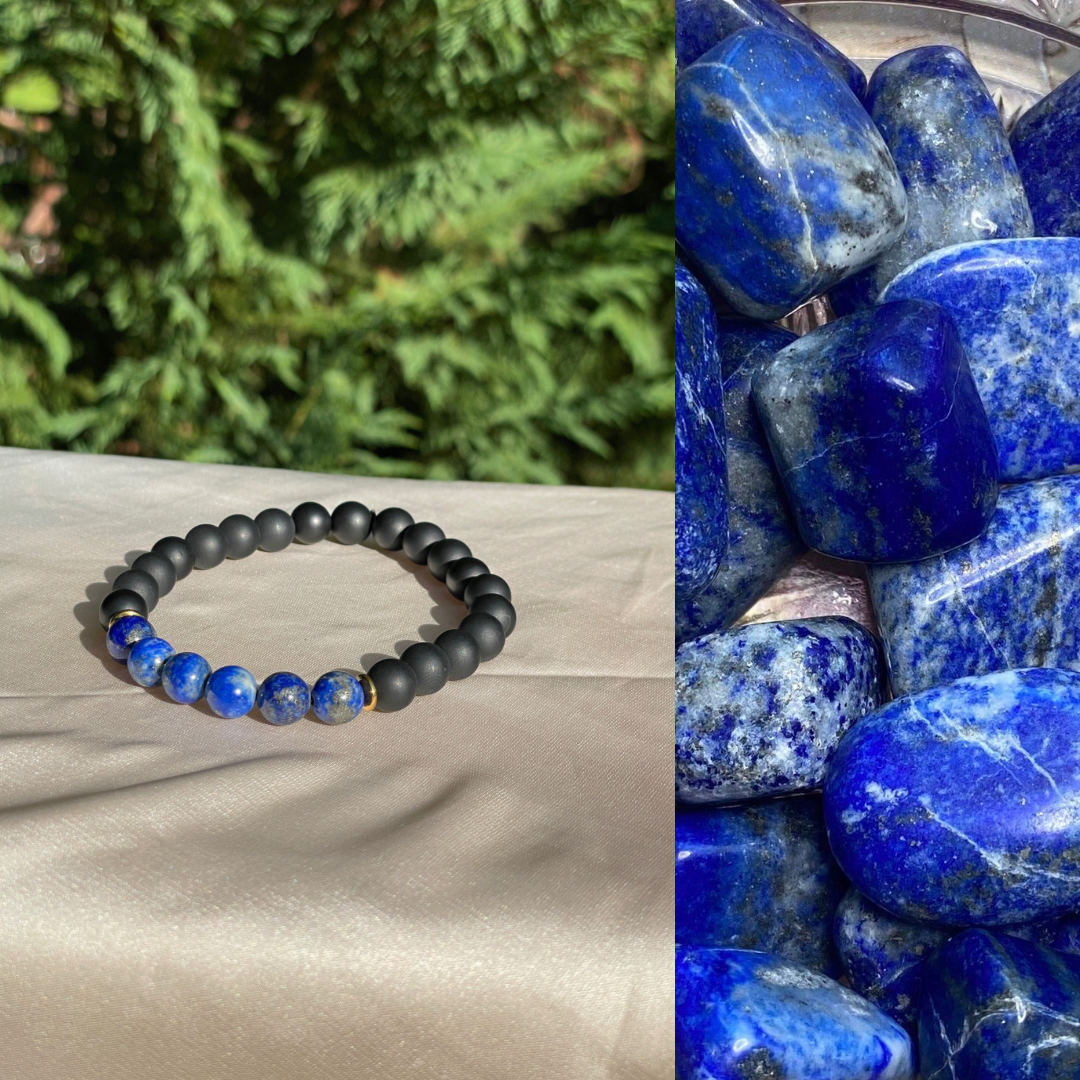 8mm Black onyx & Blue Lapis bracelet