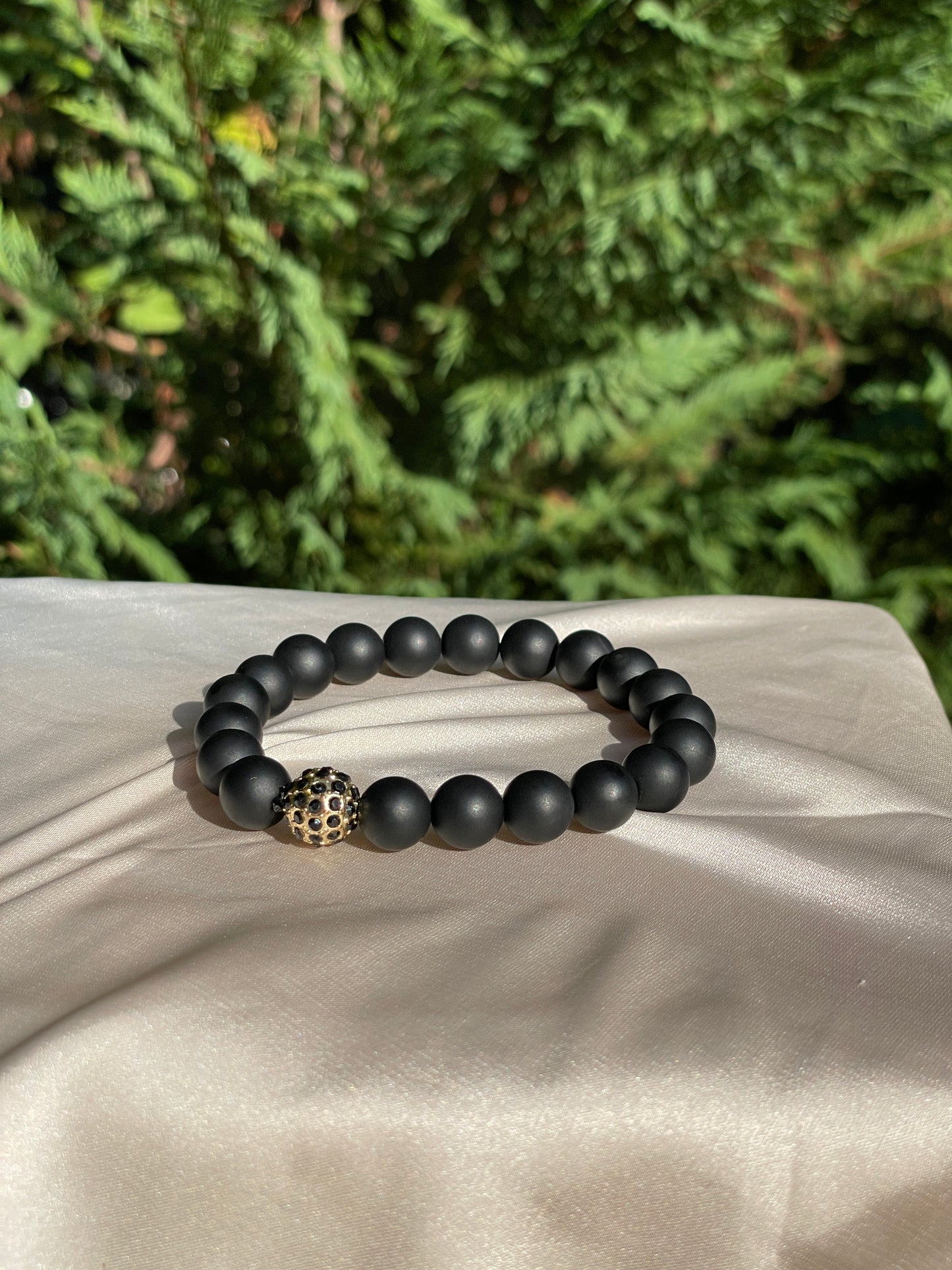 10mm Black Onyx & Gemstone bracelet