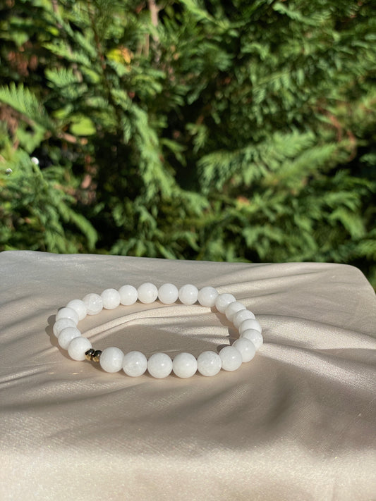8mm White Jade Bracelet