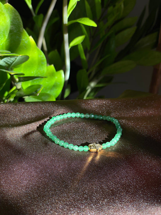 4mm Green Jade Hamsa bracelet