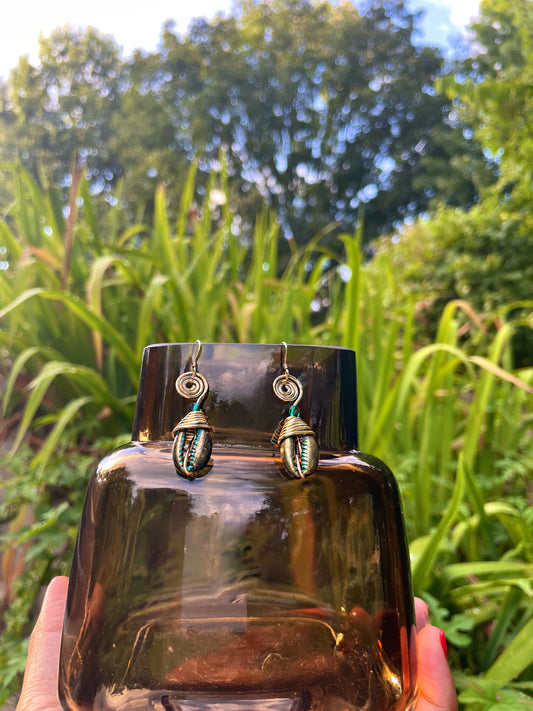 Ocean Blue Cowrie earrings