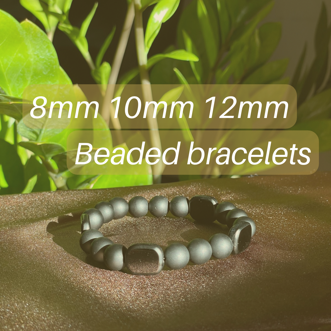 8mm beads are bold everyday staples, 10mm beads create a strong standout look, and 12mm beads deliver a dramatic, statement-making style.