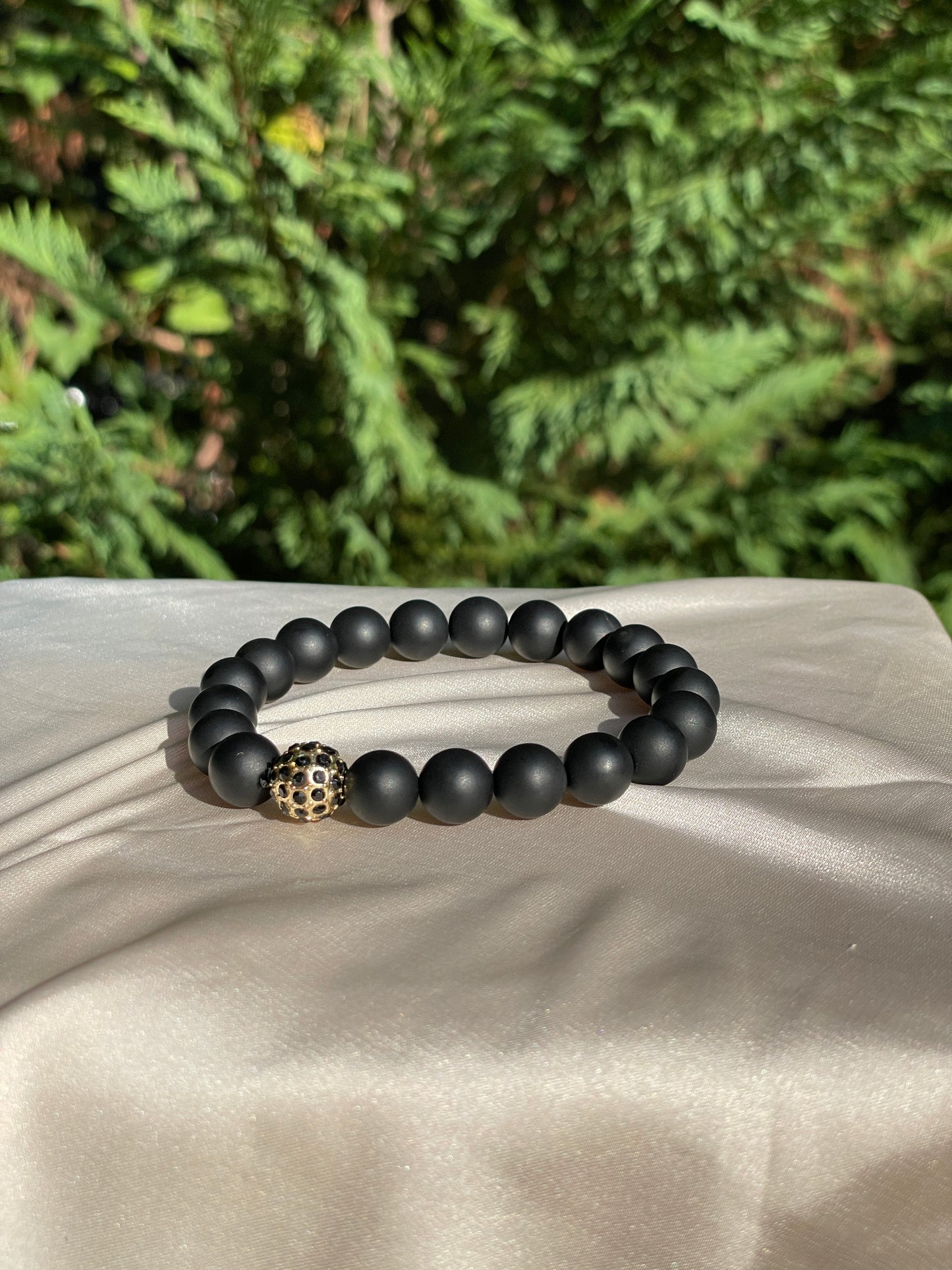 10mm Black Onyx & Gemstone bracelet