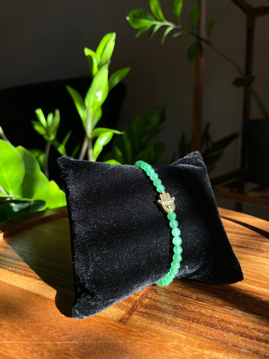 4mm Green Jade Hamsa bracelet